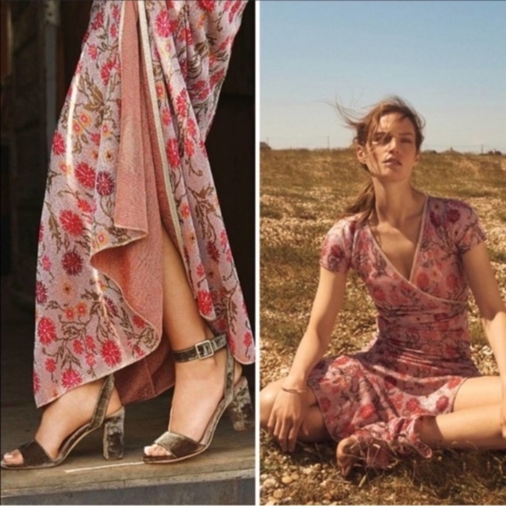 NWT Cecila Prado Dress Posy Maxi Shimmery Pink Floral